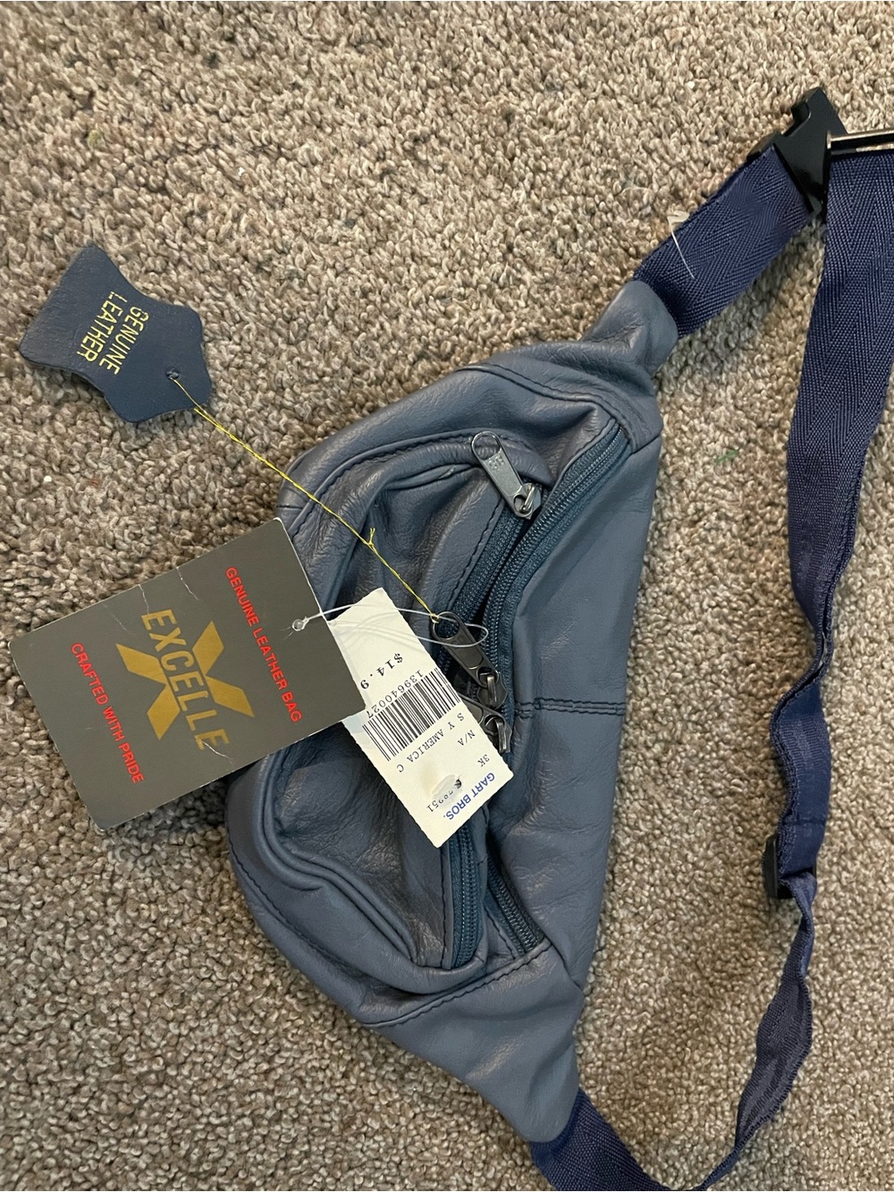 Exelle Genuine Leather Navy Waist Bag with Adjustable Strap